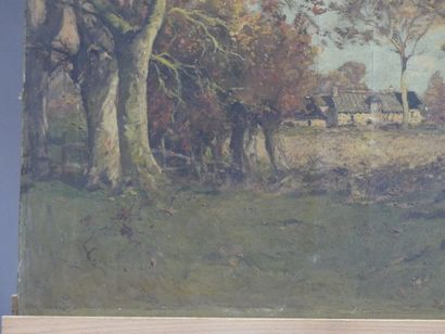 Paul LECONTE (1842-1920), Vue sur ferme,...