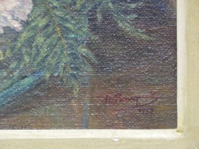 Raymonde BOUQUET, Fleurs, huile sur toile,...