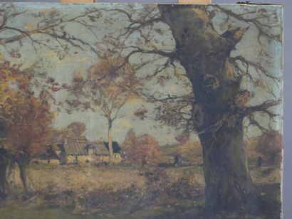 Paul LECONTE (1842-1920), Vue sur ferme,...
