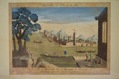 Suite de quatre gravures aquarellées. XVIIIème...