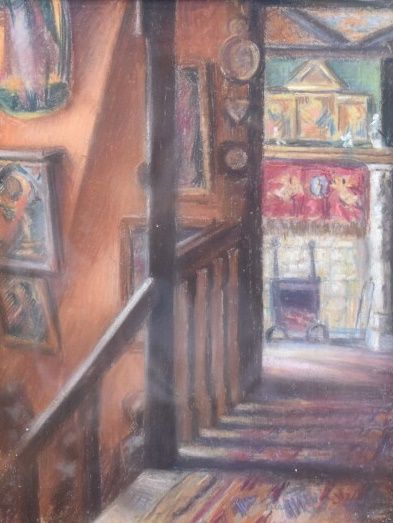 Pierre CALMETTES (1874-?) Intérieur, pastel...