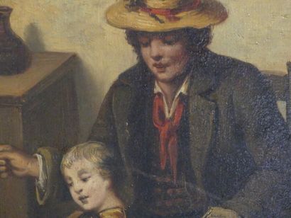 Inétrieur paysan
Ecole du XIXème siècle,...