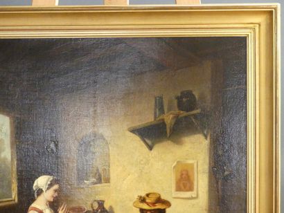 Inétrieur paysan
Ecole du XIXème siècle,...
