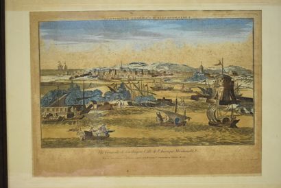 Suite de quatre gravures aquarellées. XVIIIème...