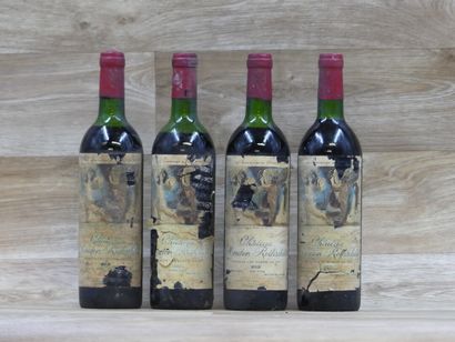 4 Bouteilles de PAUILLAC 1er CRU CLASSE 1973,...