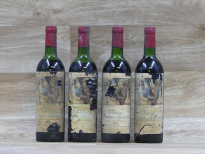 4 Bouteilles de PAUILLAC 1er CRU CLASSE 1973,...