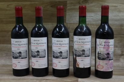 Réunion de 5 bouteilles Château La Tour-Montagne...