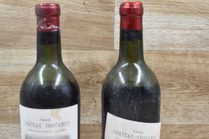 2 bouteilles de CHATEAU TROTANOY 1943, pomerol....