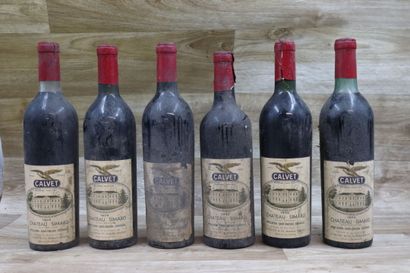Réunion de 6 bouteilles Château Simard, 1955,...