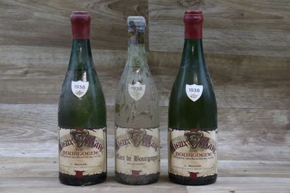 3 bouteilles de VIEUX MARC 1938, Meunier....
