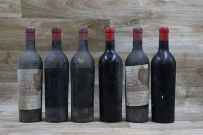 6 bouteilles de CHATEAU CLINET 1929 1er Cru,...