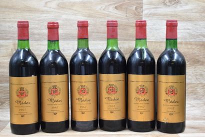 6 Bouteilles de MEDOC 1967. 
6 Bouteilles...