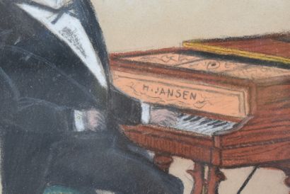 Homme masqué au piano
Ecole du XXème siècle,...