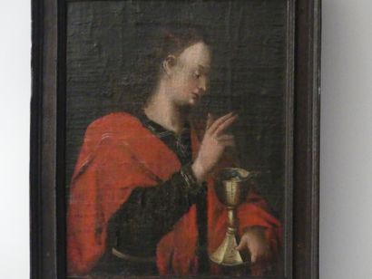Saint Jean au calice.
Ecole allemande XVIIème...