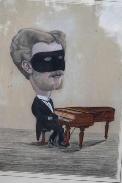 Homme masqué au piano
Ecole du XXème siècle,...