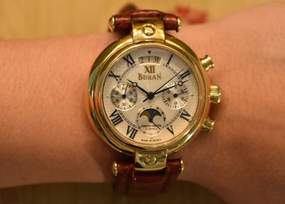 BURAN. Men's chronograph watch in gold-plated...