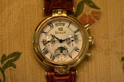 BURAN. Men's chronograph watch in gold-plated...