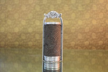 English silver and metal nutmeg grater, decorated...