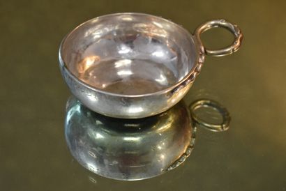 Silver wine tasting vessel with snake-shaped...