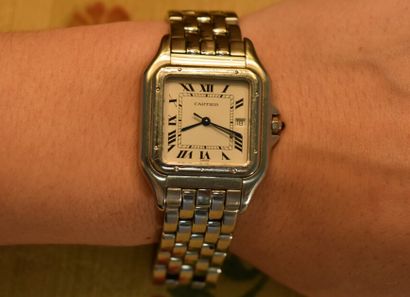 CARTIER. Panther model. Steel watch, quartz...