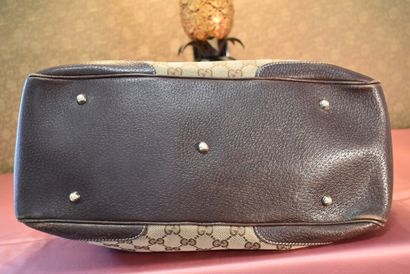 GUCCI. Handbag in monogram canvas, brown...