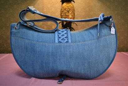 CHRISTIAN DIOR. Half moon bag in cotton canvas...