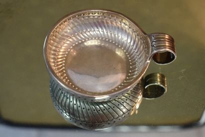 Silver wine tasting vessel with gadrooned...
