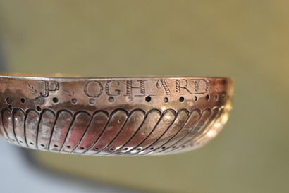Silver wine tasting vessel with gadrooned...