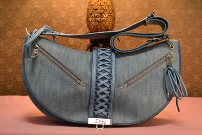 CHRISTIAN DIOR. Half moon bag in cotton canvas...
