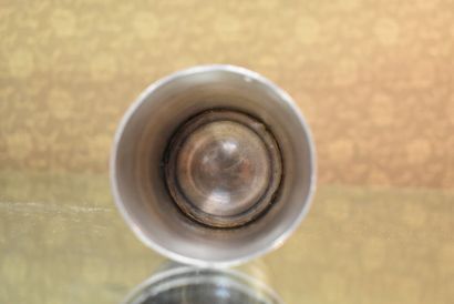 A minerva silver tumbler with geometrical...