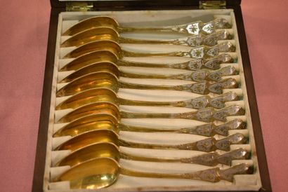 Set of twelve vermeil coffee spoons, minerva...