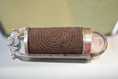 English silver and metal nutmeg grater, decorated...