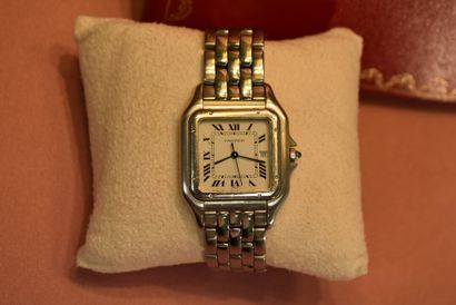 CARTIER. Panther model. Steel watch, quartz...