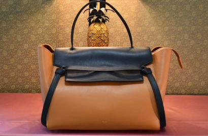 CELINE. Sac en cuir orange et noir. 
CELINE....
