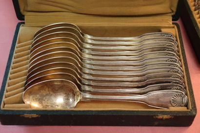CHRISTOFLE. Shell model. Silver plated service...