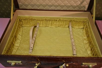 Gold crocodile suitcase, interior in pecari...