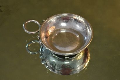 Silver wine tasting cup with a crowned C...