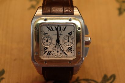 CARTIER. Santos 100 model, steel and 750...