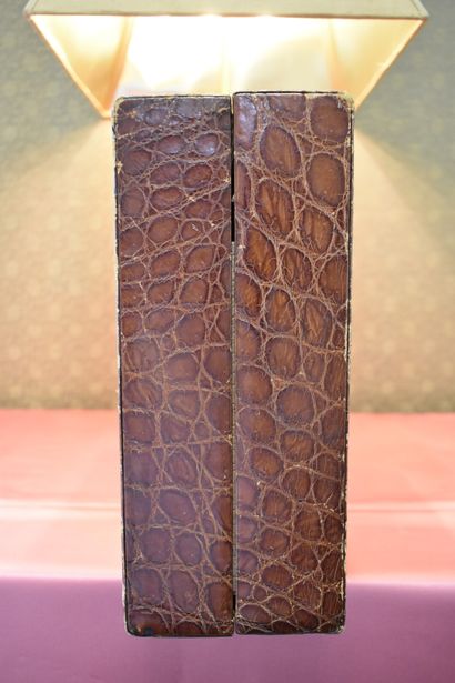 Toilet case in crocodile, inside in pecari...