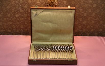 CHRISTOFLE. 12 silver plated cutlery engraved...
