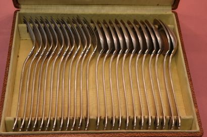 CHRISTOFLE. 12 silver plated cutlery engraved...