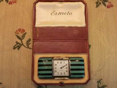 MOVADO. Ermeto travel chronometer in silver...