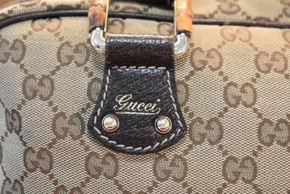 GUCCI. Handbag in monogram canvas, brown...