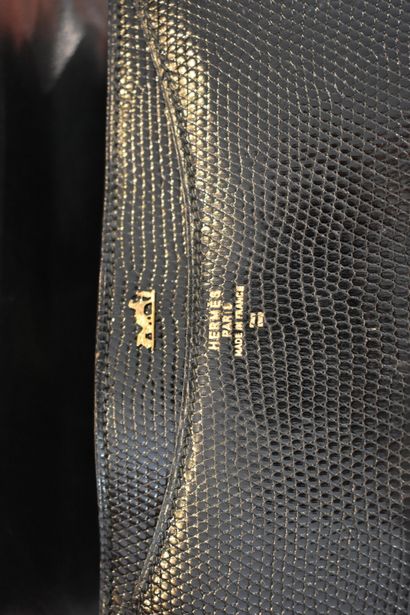 HERMES. Constance model. Black lizard handbag,...