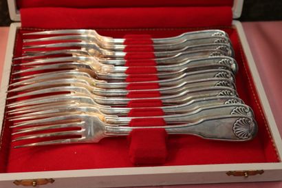 CHRISTOFLE. Shell model. Silver plated service...