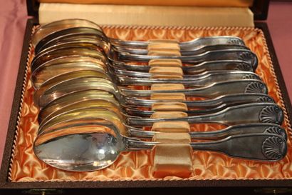 CHRISTOFLE. Shell model. Silver plated service...