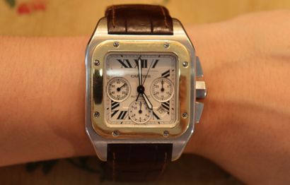 CARTIER. Santos 100 model, steel and 750...
