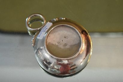 Silver wine tasting cup with a crowned C...