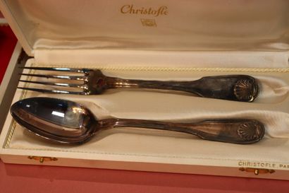 CHRISTOFLE. Shell model. Silver plated service...