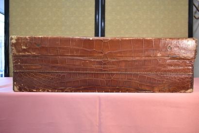 Gold crocodile suitcase, interior in pecari...